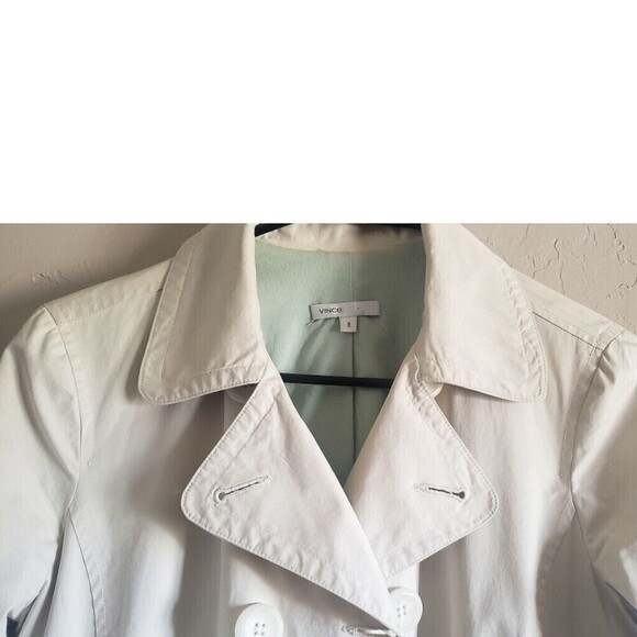 VINCE Trench Coat Light Khaki Womens 8 Classic Modern Lined Notched Button Lapel - Picture 11 of 11